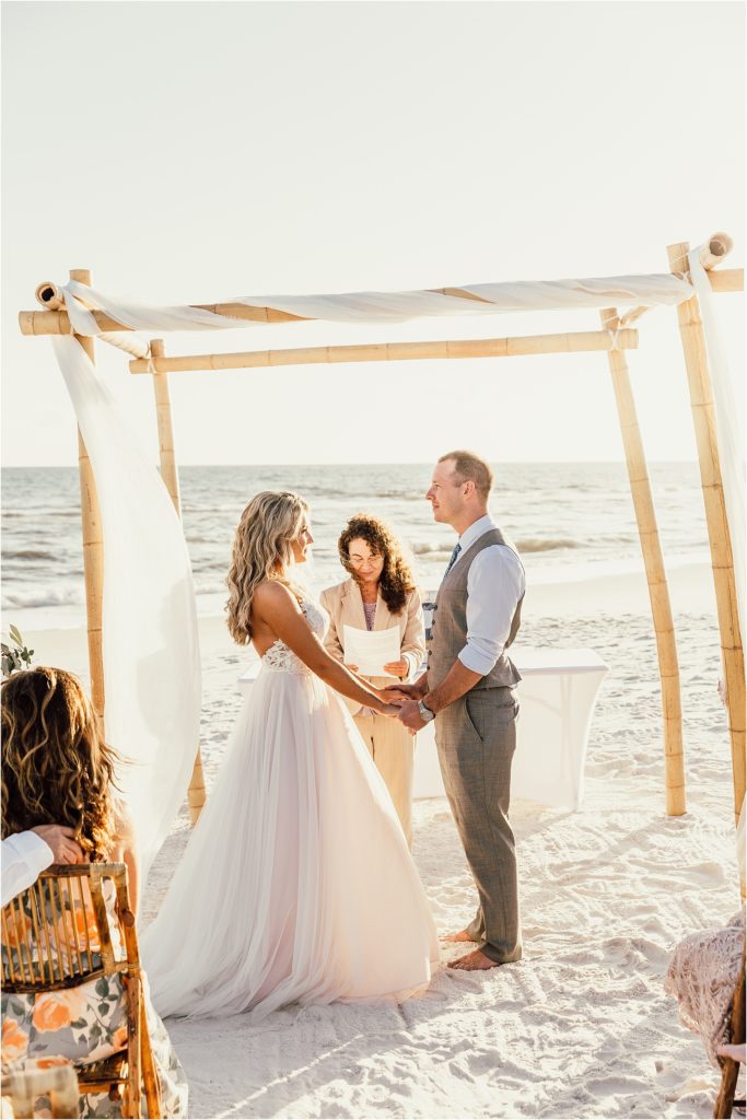 Inlet Beach Intimate Wedding Bride and Groom at Bamboo Altar Photo