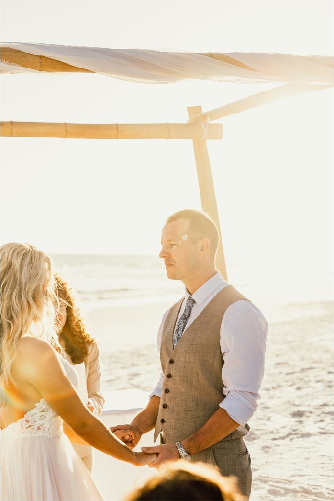 Inlet Beach Intimate Wedding Groom Reciting Vows Photo