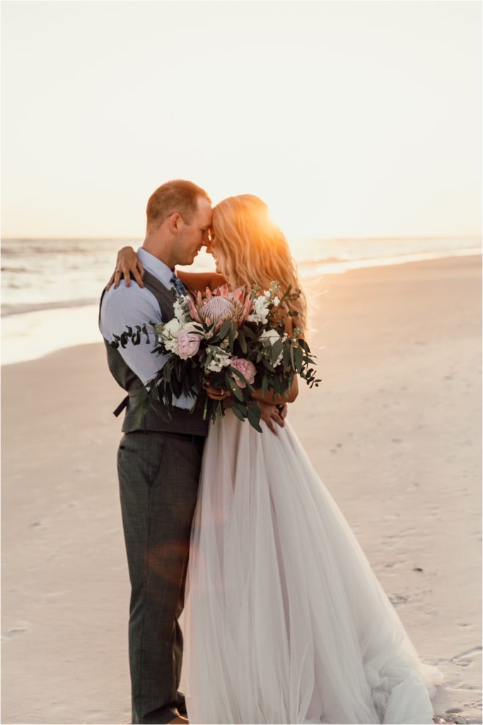 Inlet Beach Intimate Wedding Bride and Groom Beach Photo