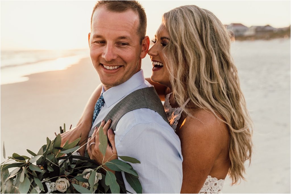 Inlet Beach Intimate Wedding Bride and Groom Laughing Photo