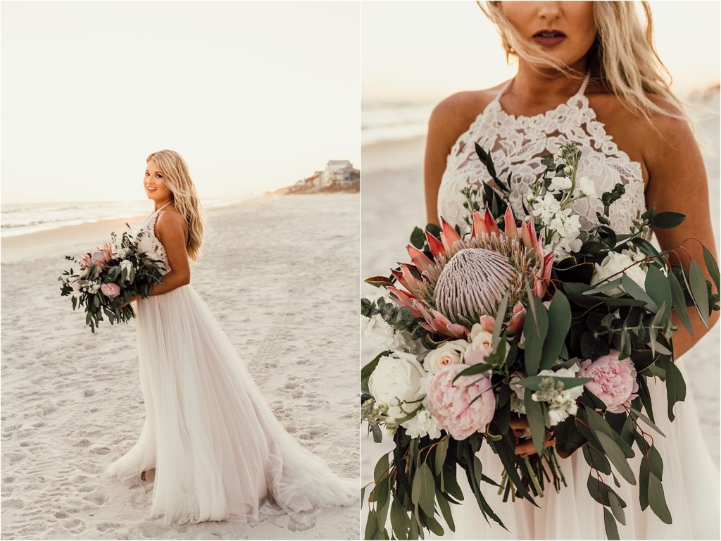 Inlet Beach Intimate Wedding Bridal Portrait with Bouquet Photo