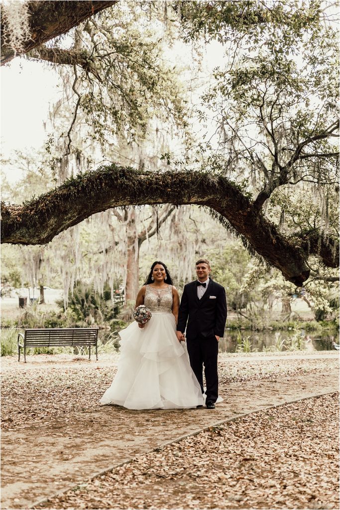 City Park New Orleans Wedding Bride and Groom Portrait Photos