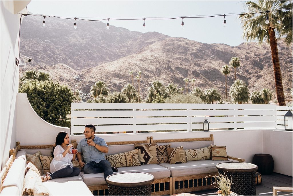 Palm Springs Engagement Session Azucar Rooftop Bar Photos