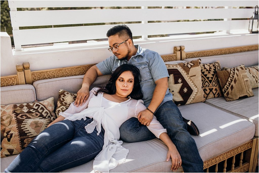 Palm Springs Engagement Session Rooftop Bar Photos