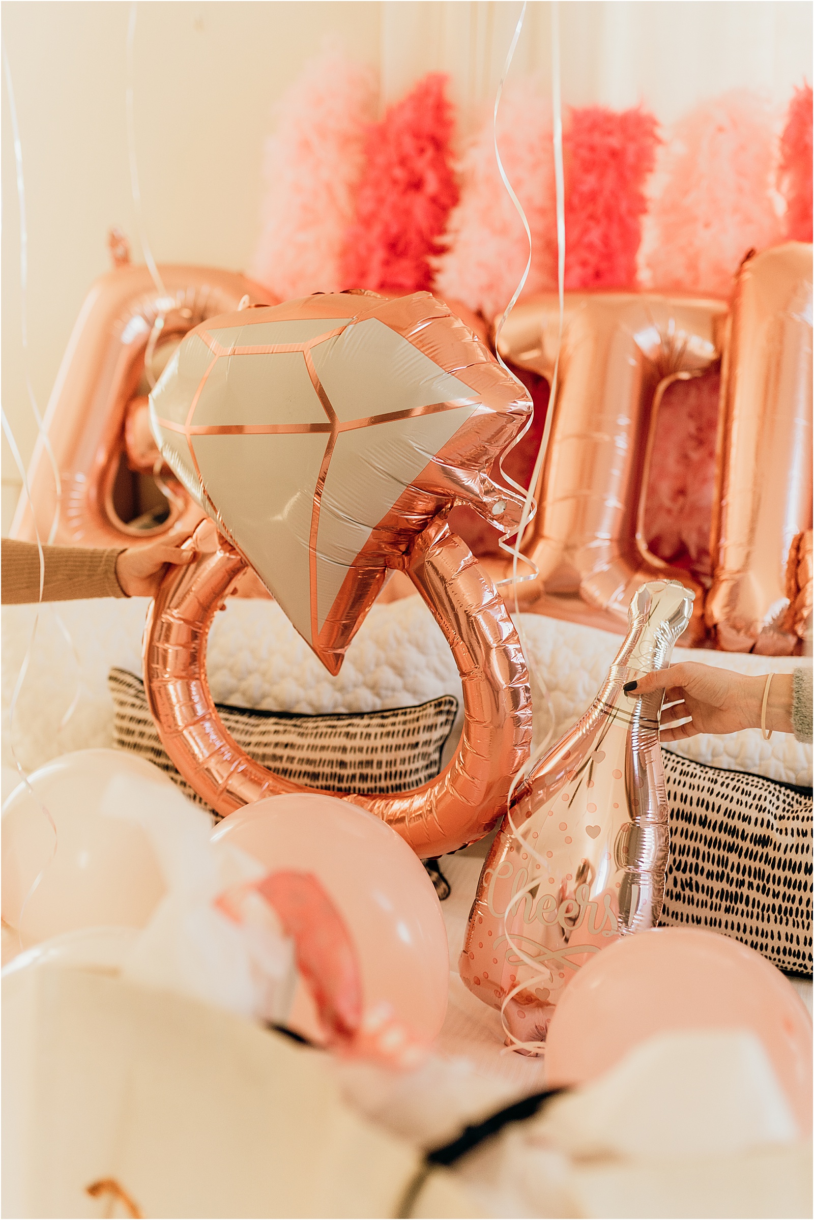 Ring and champagne balloon for bachelorette party