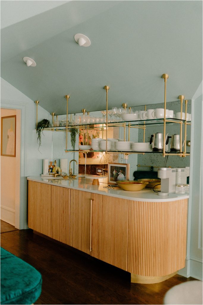 Gingerbread House Wedding Venue kitchenette with retro counter 